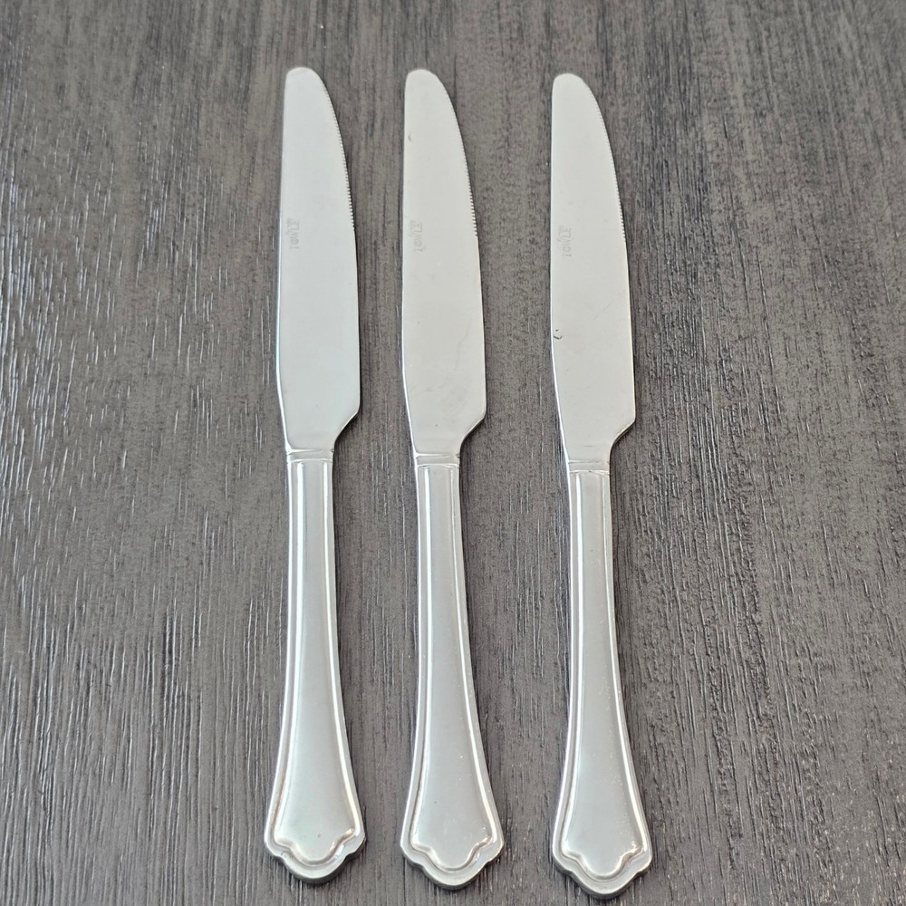 Towle Stainless Steel Butter Dinner Knife Set 3 Silver Outlined Edge
